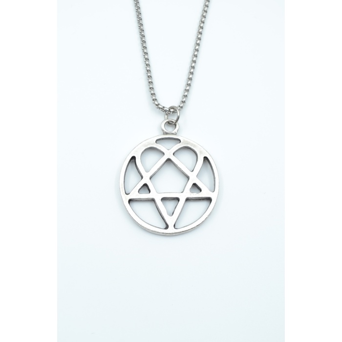 Heartagram Gümüş Kaplama Örme Zincir Kolye