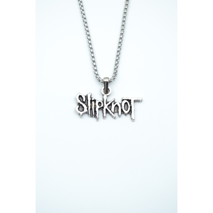 Slipknot Gümüş Kaplama Örme Zincir Kolye