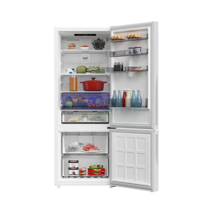ARÇELİK 270475 IEBC Beyaz Cam Yapay Zeka Teknolojili Alttan Donduruculu Buzdolabı