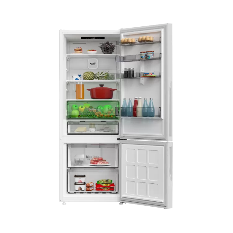 ARÇELİK 270475 IEBC Beyaz Cam Yapay Zeka Teknolojili Alttan Donduruculu Buzdolabı