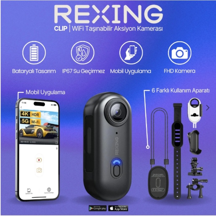 Rexing clip wifi aksiyon kamera