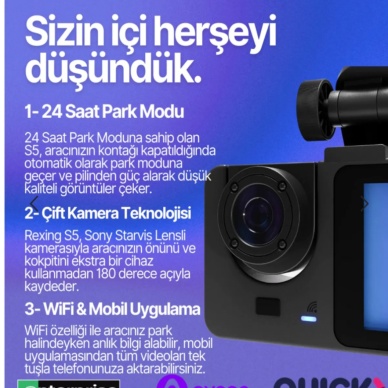 black box s5 araç içi kamera 3 kamerali