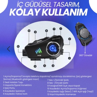 rexıng Q28 kemralı kask interkom