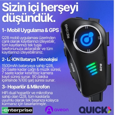 rexıng Q28 kemralı kask interkom