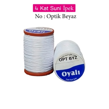 Oyalı 4 Kat Suni İpek İplik İğne Oyası Boncuk İpi Tığ Oyası No:Optik Beyaz