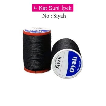 Oyalı 4 Kat Suni İpek İplik İğne Oyası Boncuk İpi Tığ Oyası No:Siyah