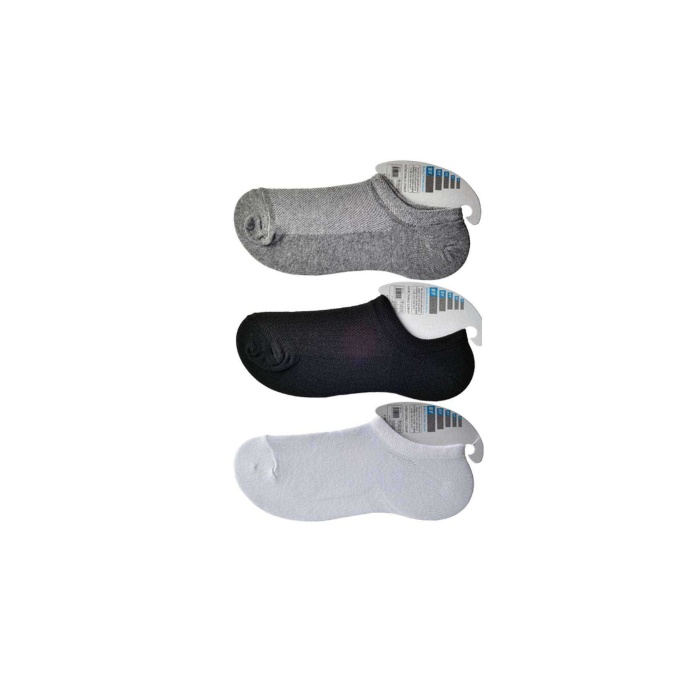 Siyah Gri ve Beyaz Erkek Görünmez Çorap 15 çift