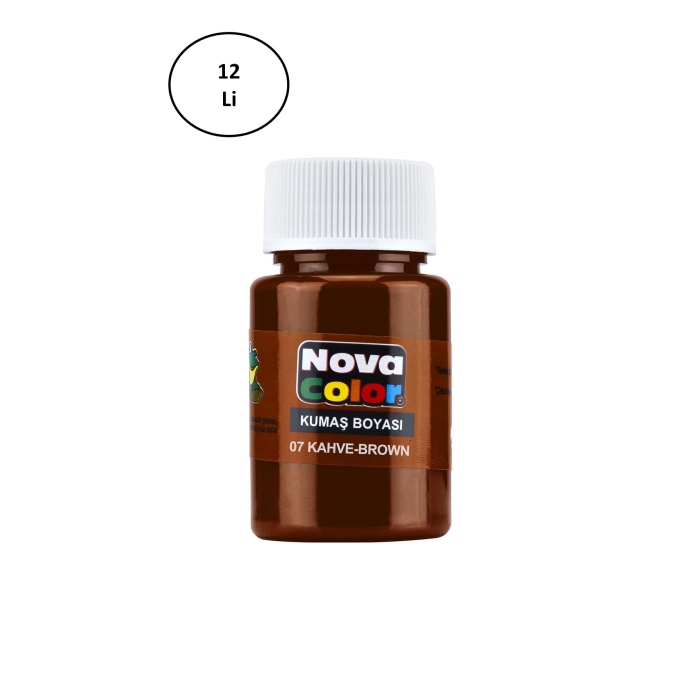 Nova Color Kumaş Boyası Şişe Kahve 12li