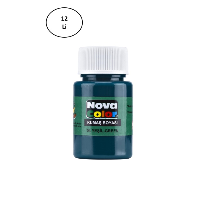 Nova Color Kumaş Boyası Şişe Yeşil Renk 12li