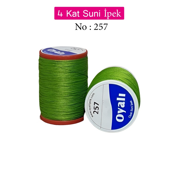 Oyalı 4 Kat Suni İpek İplik İğne Oyası Boncuk İpi Tığ Oyası No:257