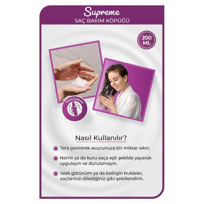 Supreme Saç Köpük 200 ML - Nemlendirme - mrfs