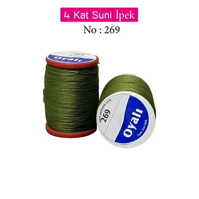 Oyalı 4 Kat Suni İpek İplik İğne Oyası Boncuk İpi Tığ Oyası No:269