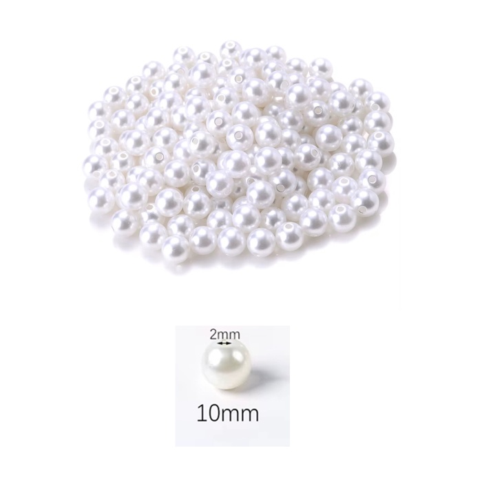 50 gram 10mm Beyaz Renk Plastik İnci Boncuk Çanta ve Takı Yapım Boncuğu (~95 adet)