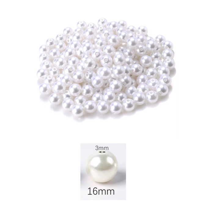50 gram 16mm Beyaz Renk Plastik İnci Boncuk Çanta ve Takı Yapım Boncuğu (~17 adet)
