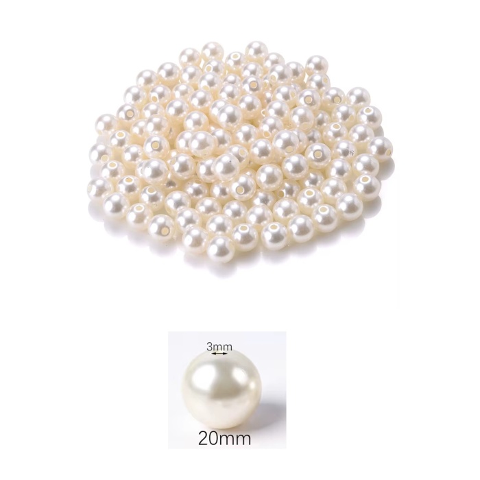 50 gram 20mm Krem Renk Plastik İnci Boncuk Çanta ve Takı Yapım Boncuğu (~10 adet)