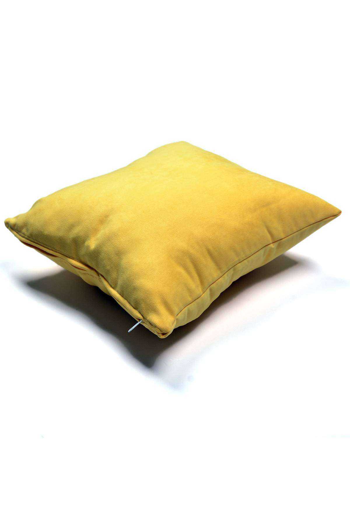 2 adet Süet Kırlent Minder Kılıfı 40X40cm Hardal Sarısı