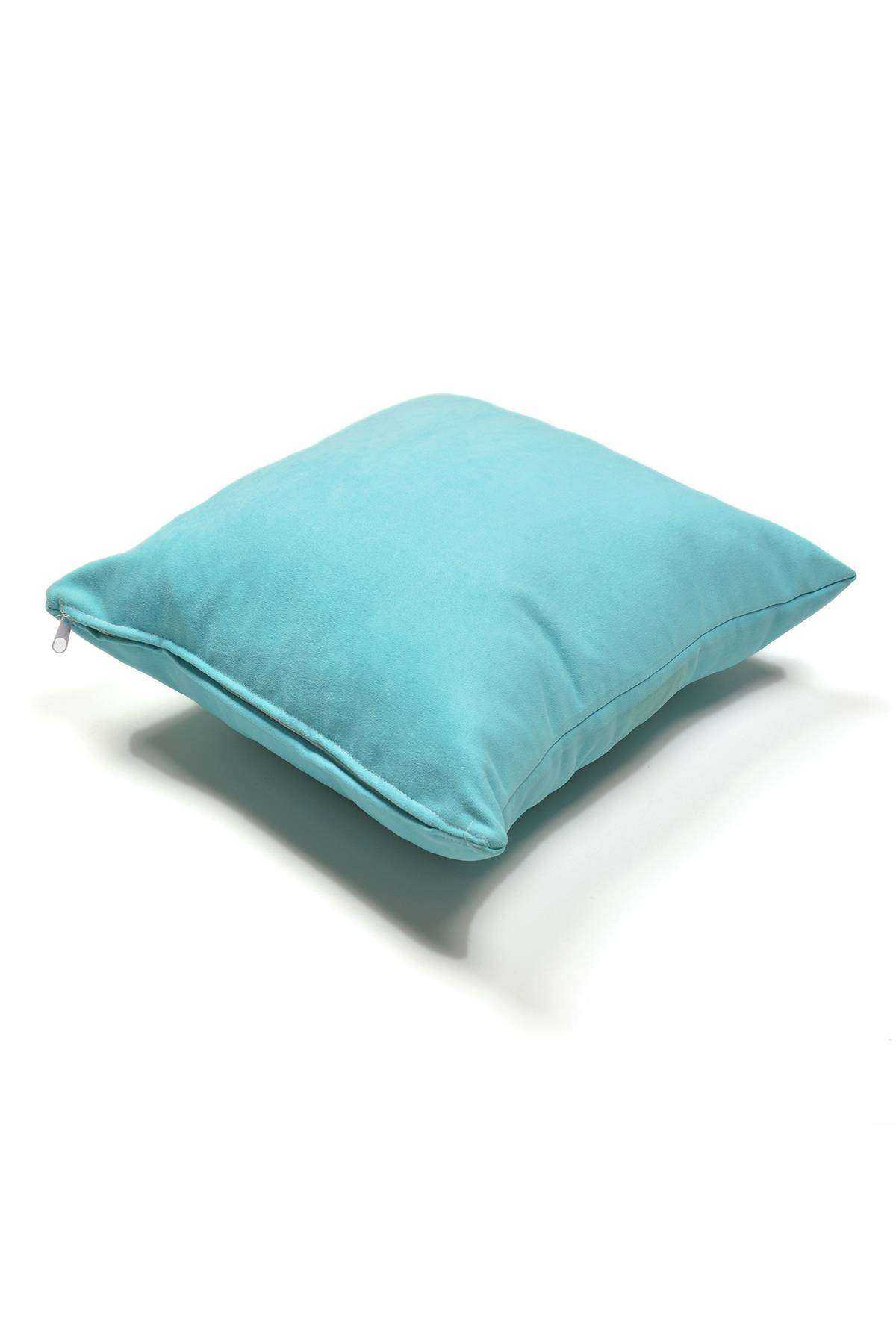 2 adet Süet Kırlent Minder Kılıfı 40X40cm Turquaz