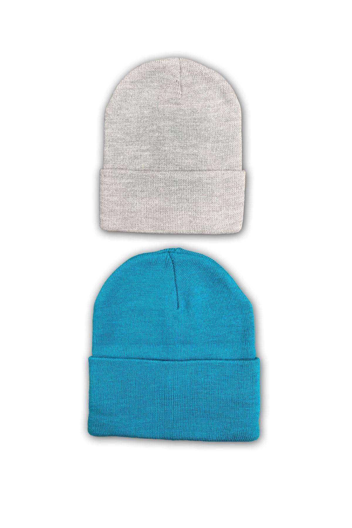 2 adet Unisex Basic Düz Bere Gri Yeşil