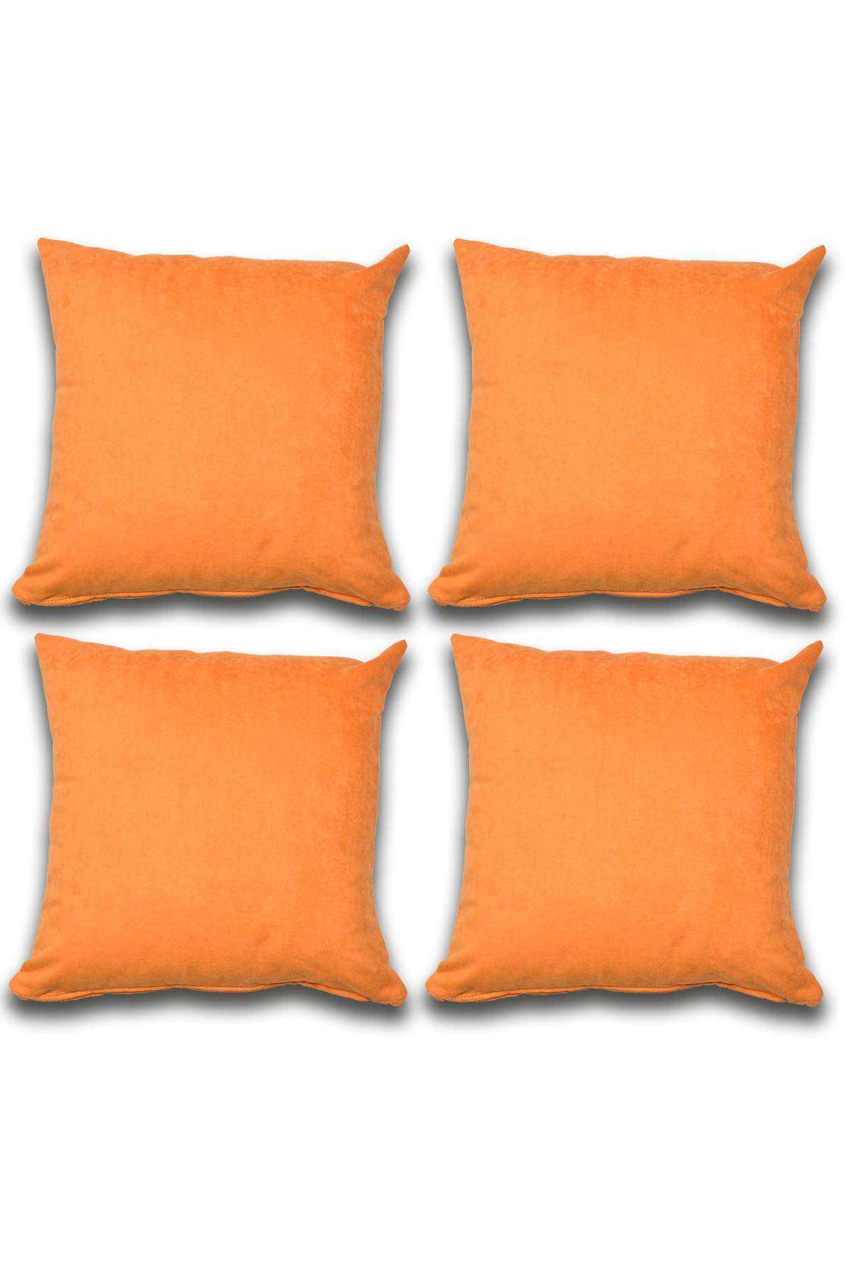 4 adet Süet Kırlent Minder Kılıfı 40X40cm Turuncu