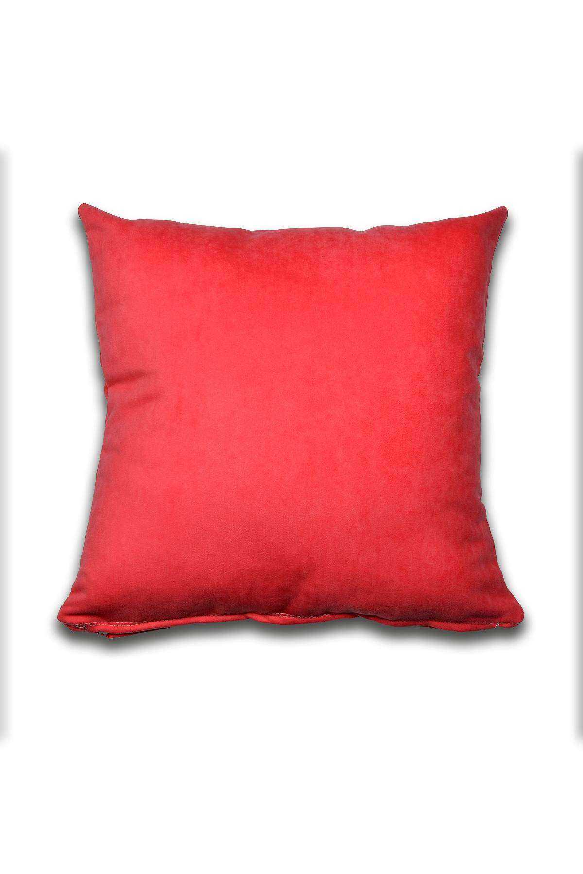 4 adet Süet Kırlent Minder Kılıfı 40X40cm Açık Kırmızı Hardal Sarısı