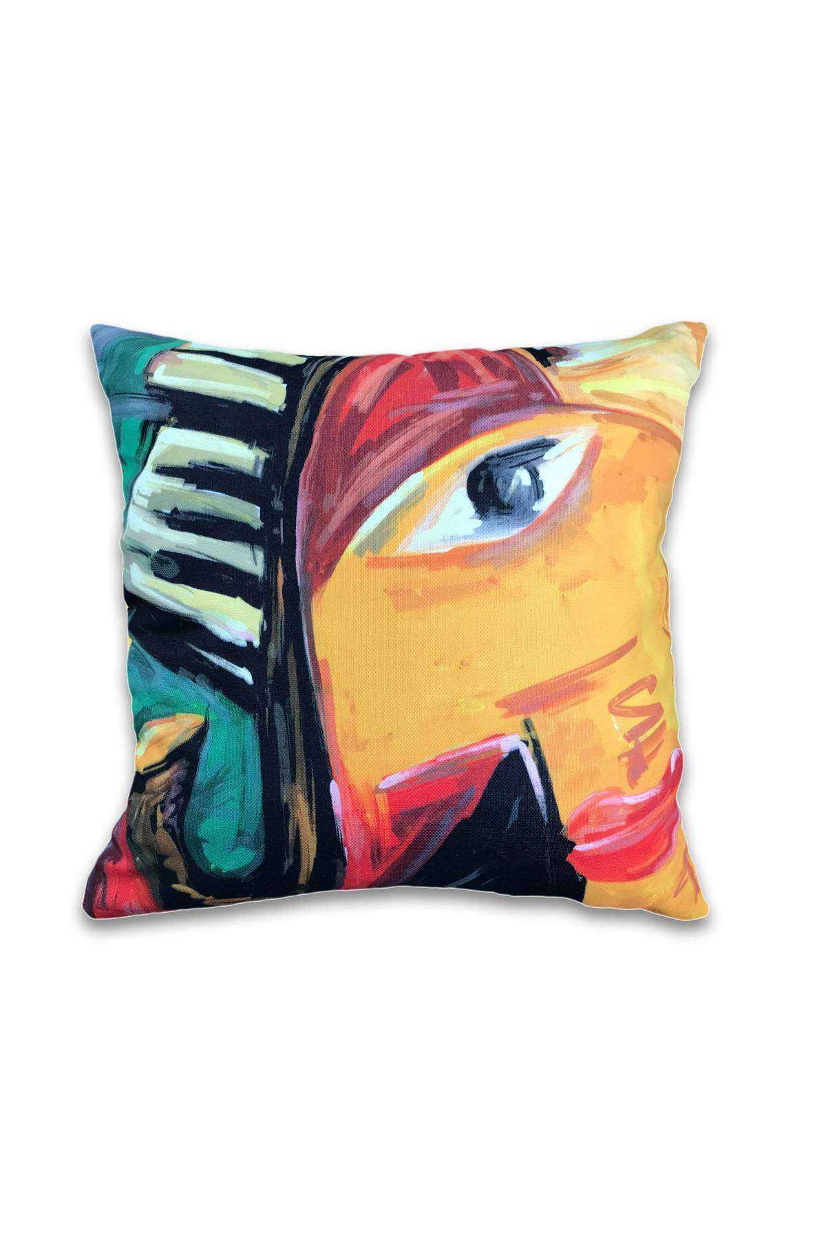 2 li Çift Taraf Baskı Petek Kumaş Kırlent Minder Kılıfı 43x43 S3