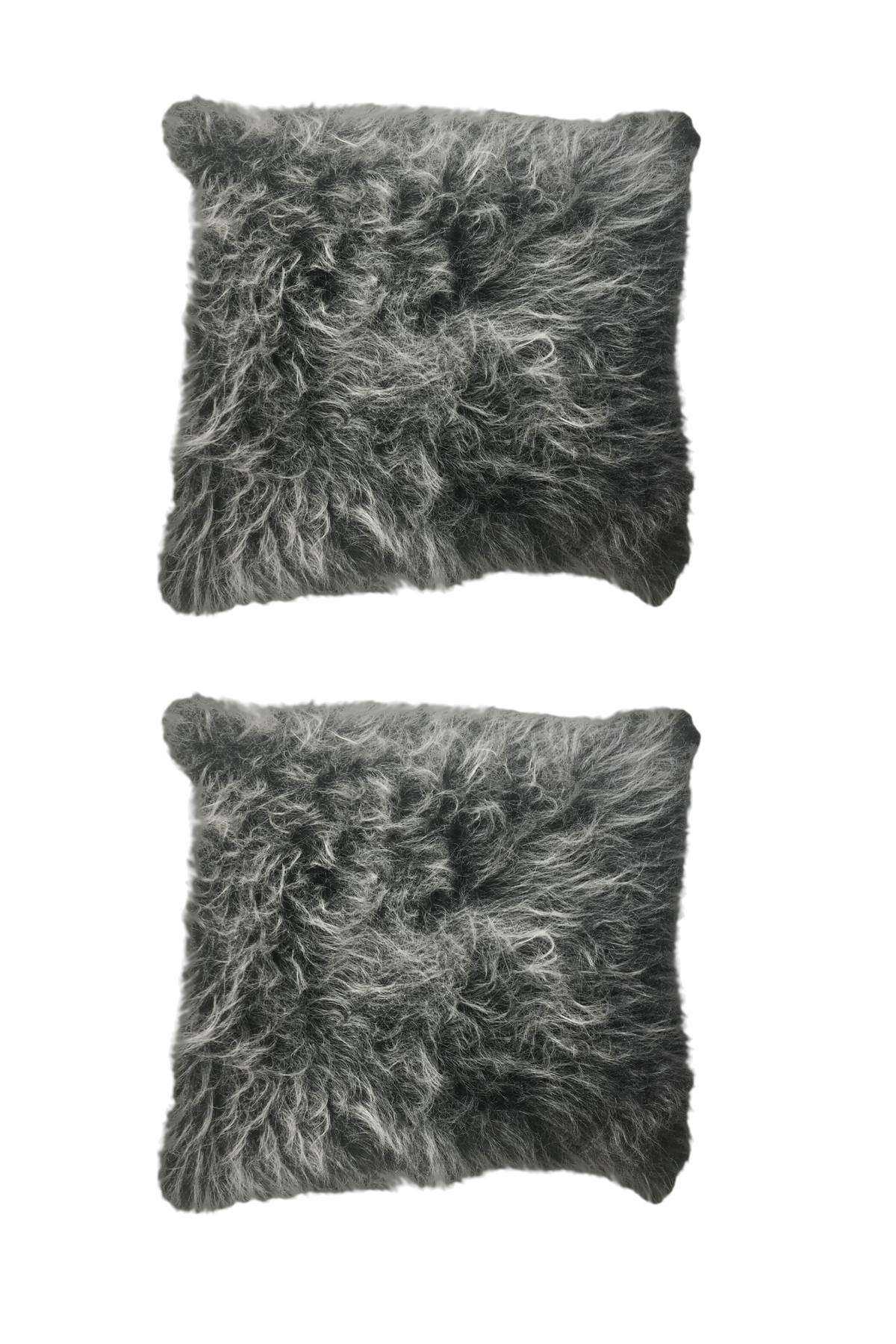 2 Adet Uzun Tüylü Peluş Lüks Salon Kırlent Minder Kılıf 52x52 S4