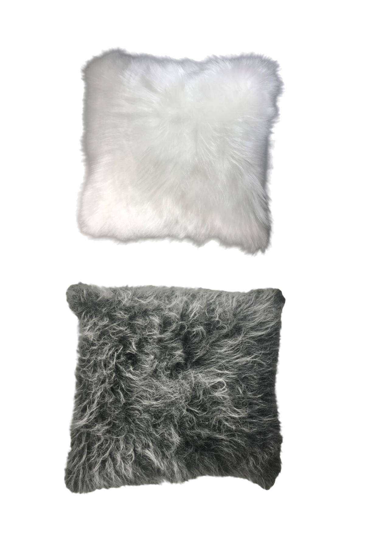 2 Adet Uzun Tüylü Peluş Lüks Salon Kırlent Minder Kılıf 52x52 S9