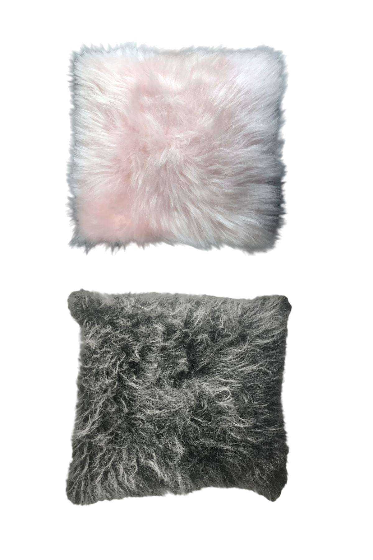 2 Adet Uzun Tüylü Peluş Lüks Salon Kırlent Minder Kılıf 52x52 S10