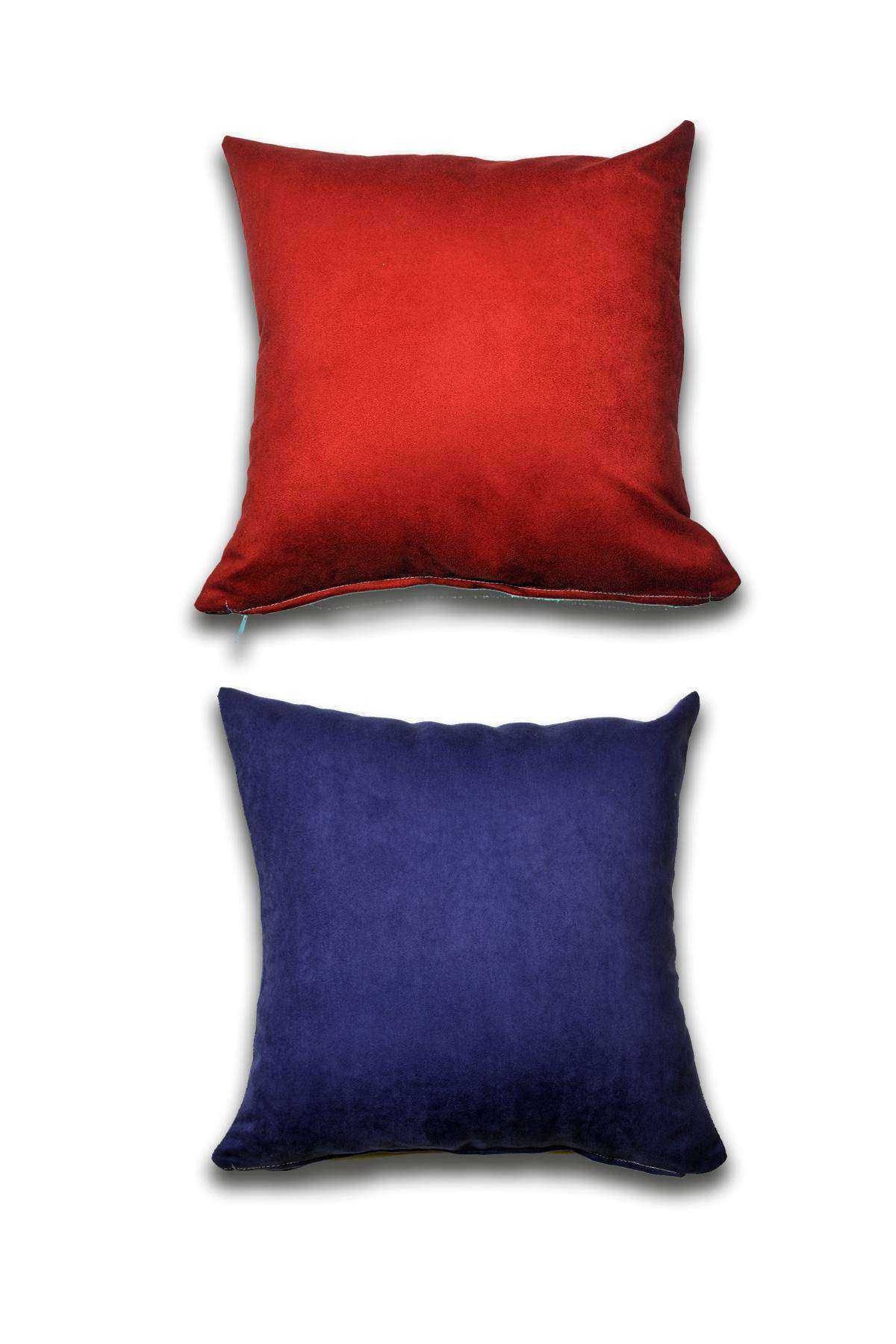 2 adet Süet Kırlent Minder Kılıfı 40X40cm Bordo Saks Mavisi