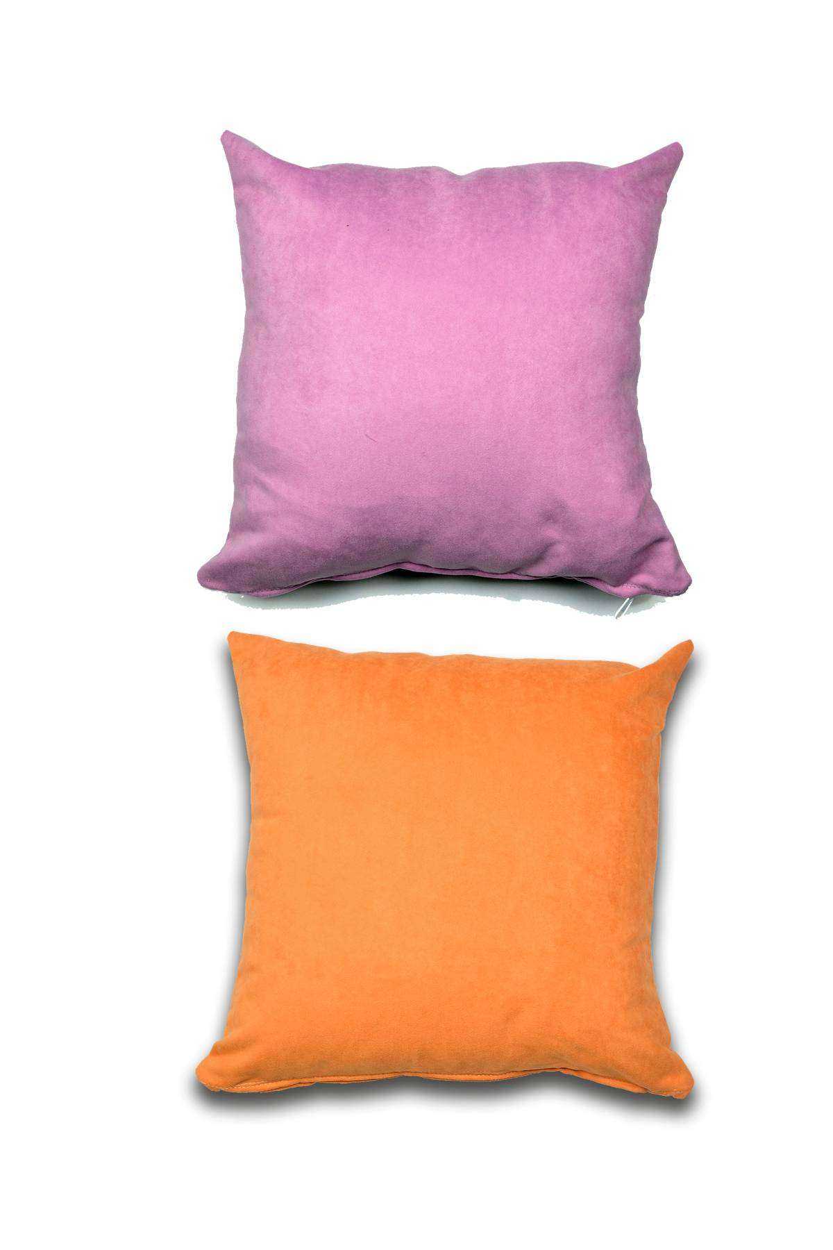 2 adet Süet Kırlent Minder Kılıfı 40X40cm Lila Turuncu