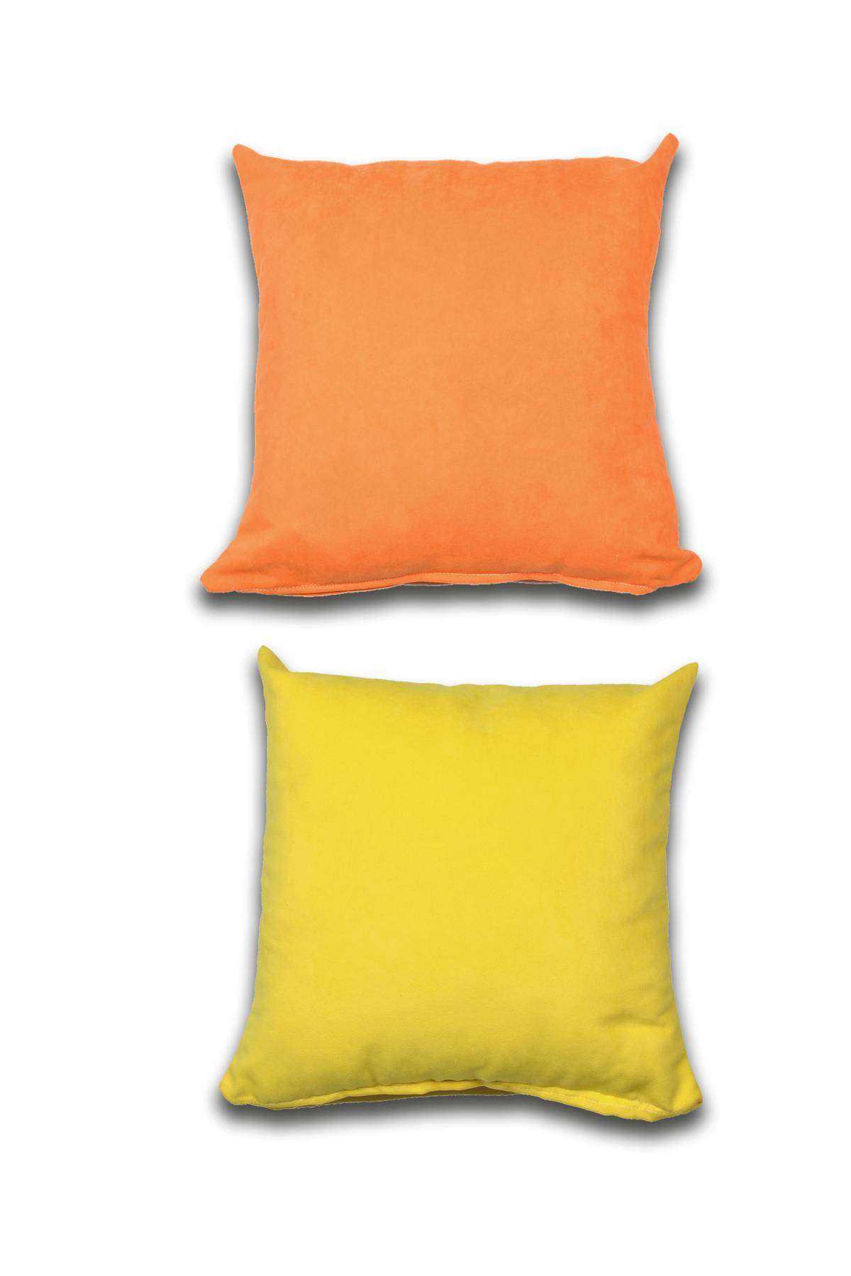 2 adet Süet Kırlent Minder Kılıfı 40X40cm Portakal Sarı
