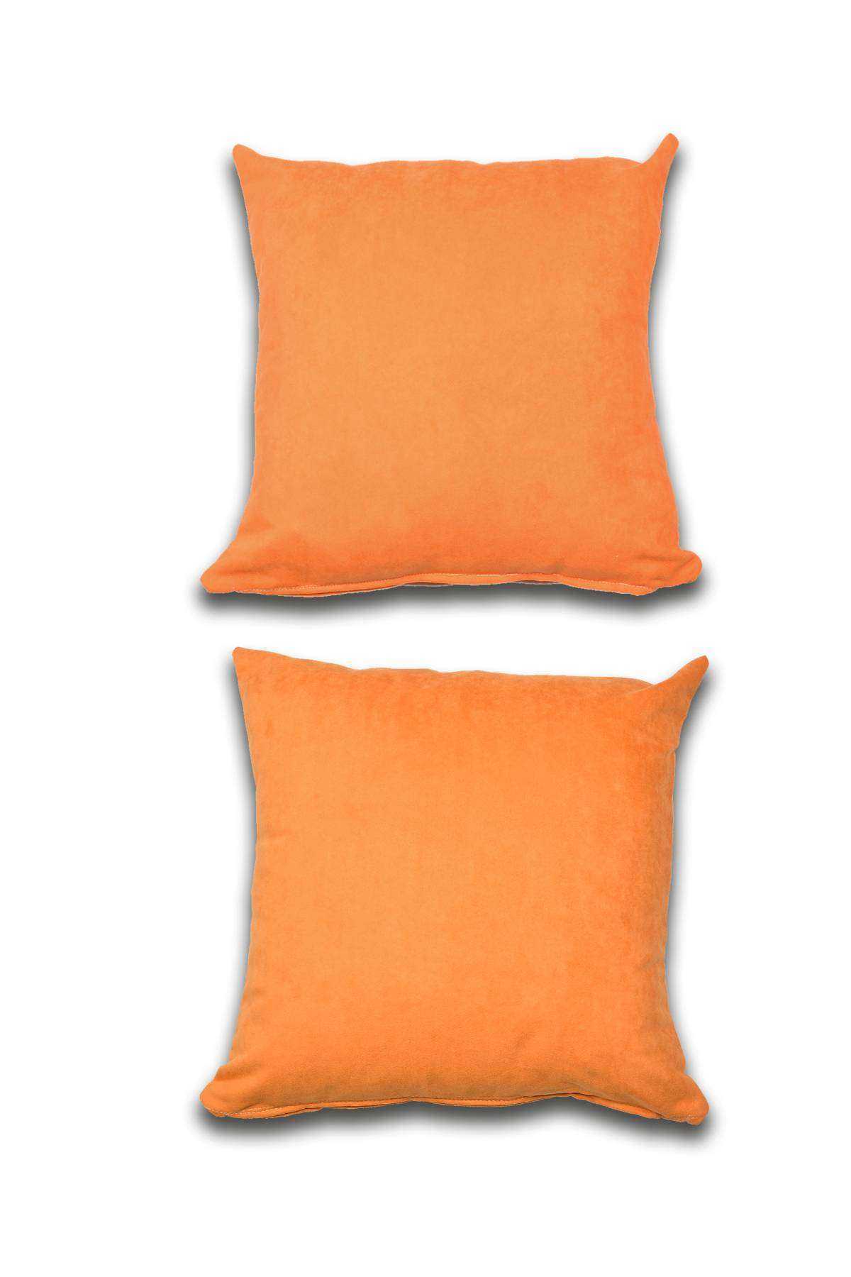 2 adet Süet Kırlent Minder Kılıfı 40X40cm Portakal Turuncu