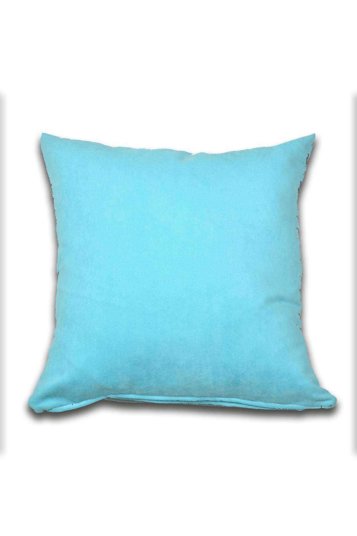 2 adet Süet Kırlent Minder Kılıfı 40X40cm Turquaz Turuncu