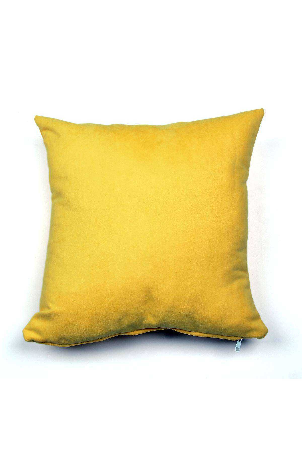 4 adet Süet Kırlent Minder Kılıfı 40X40cm Bordo Hardal Sarısı