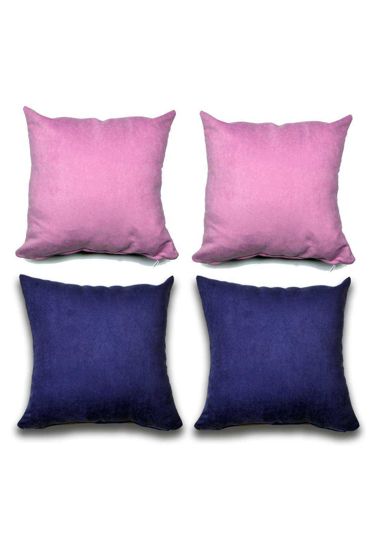4 adet Süet Kırlent Minder Kılıfı 40X40cm Lila Saks Mavisi