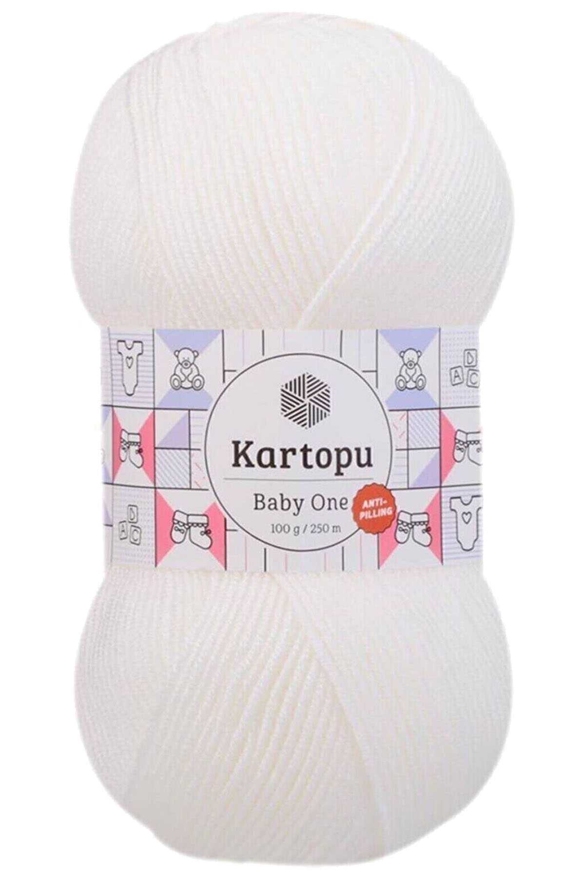 Baby One Tüylenmeyen El Örgü İpi Yünü Kar Beyaz K010