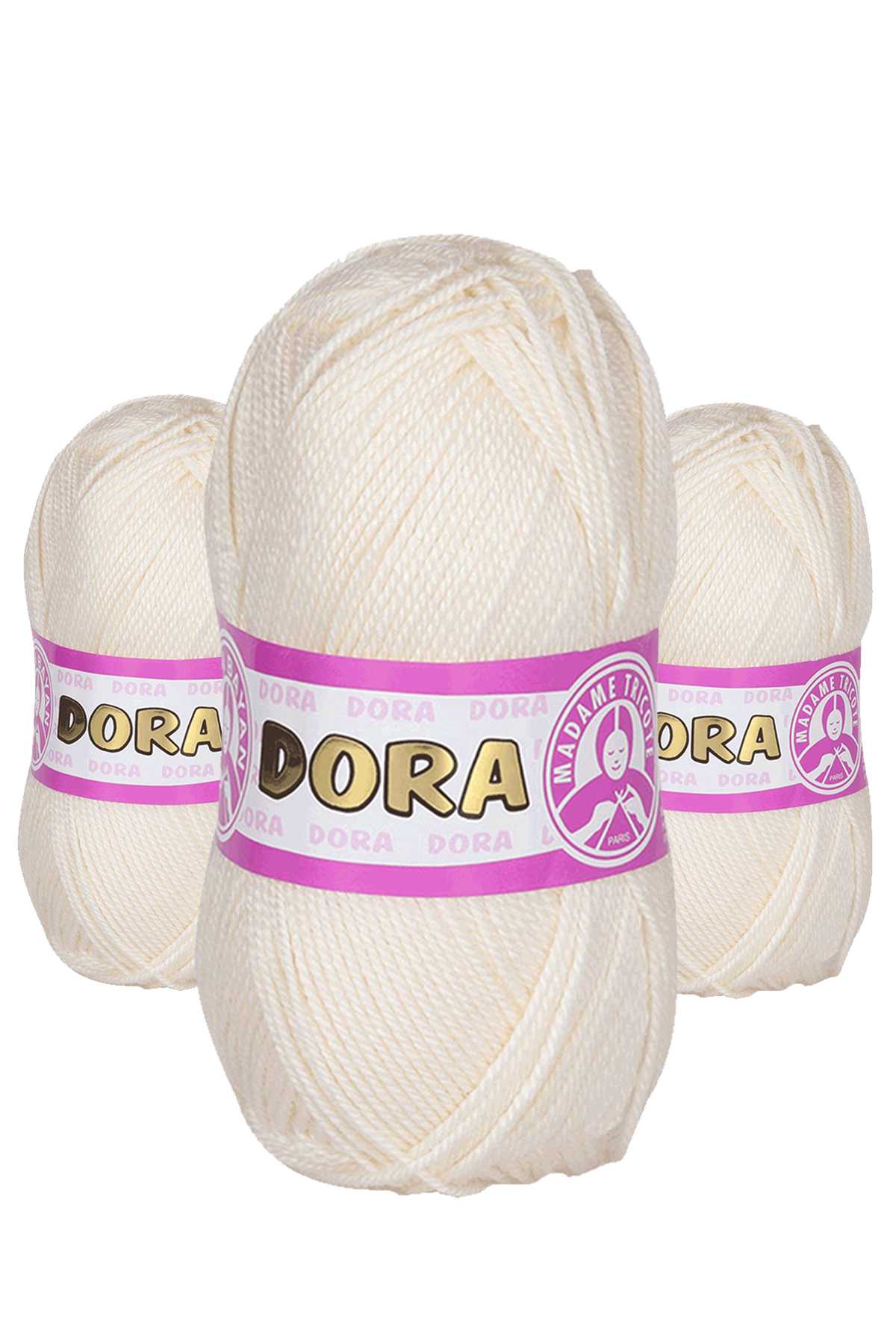 3 Adet Dora El Örgü İpi Yünü 100 gr 004 Krem