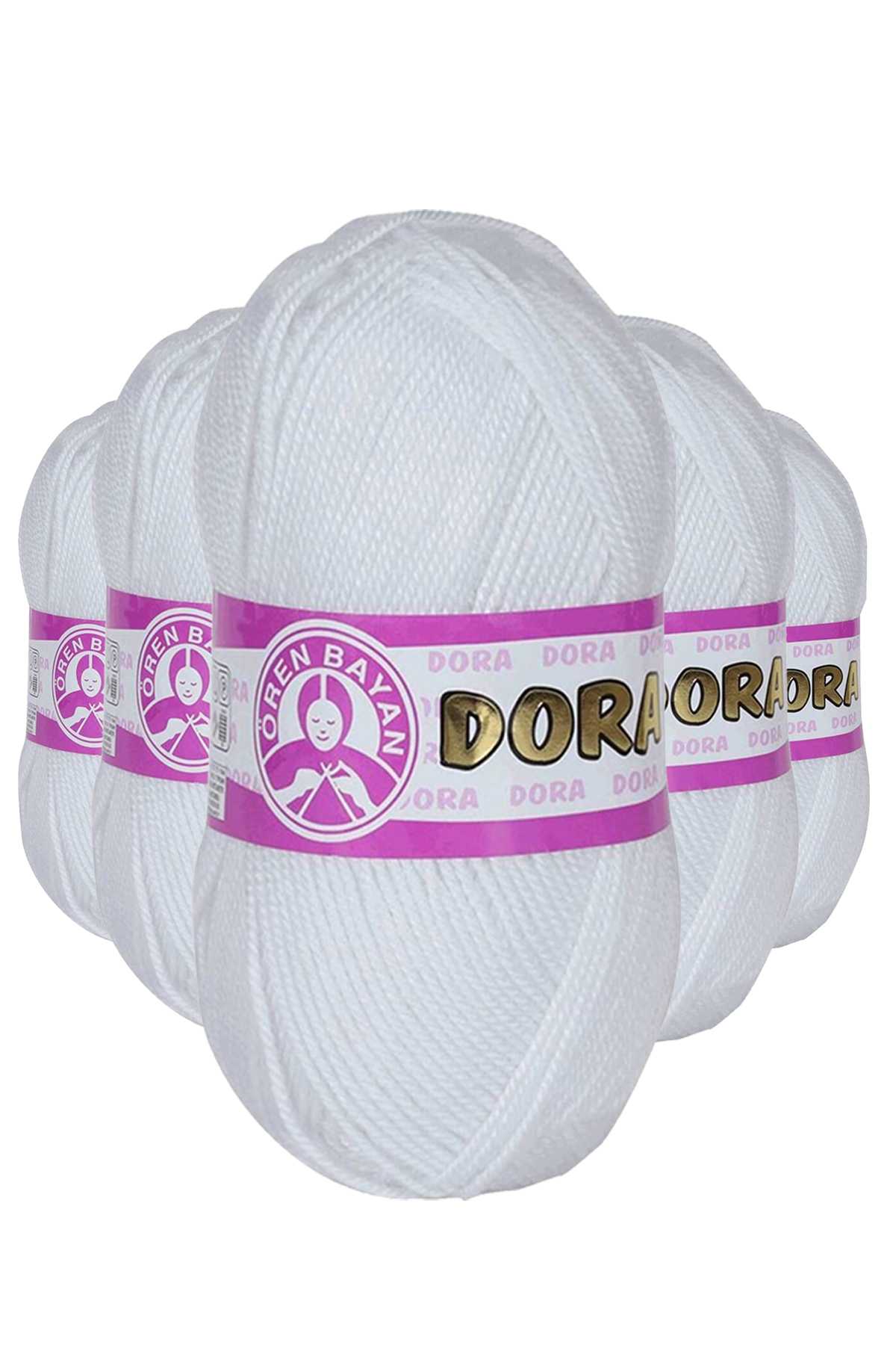 5 Adet Dora El Örgü İpi Yünü 100 gr 000 Beyaz