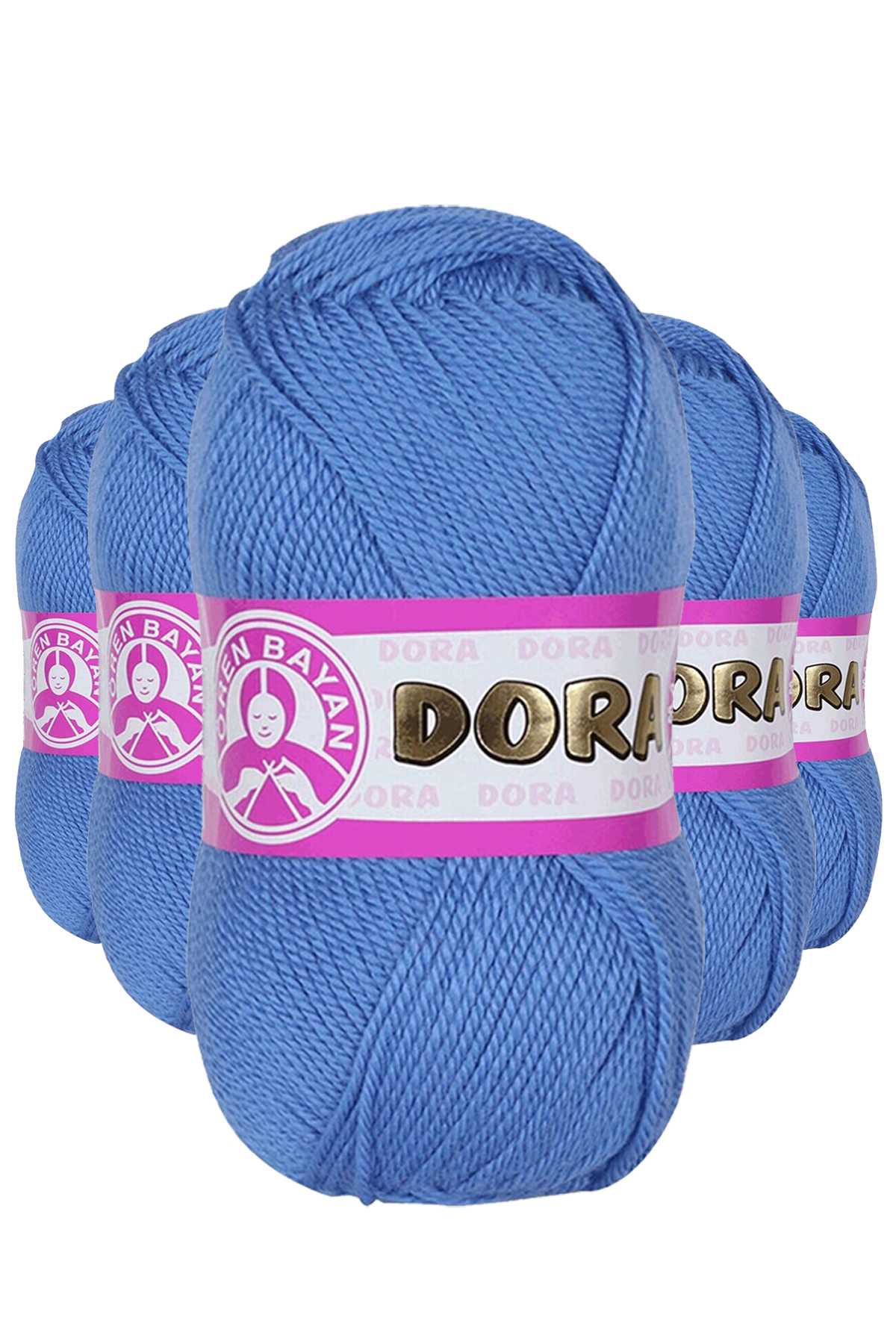 5 Adet Dora El Örgü İpi Yünü 100 gr 015 Mavi