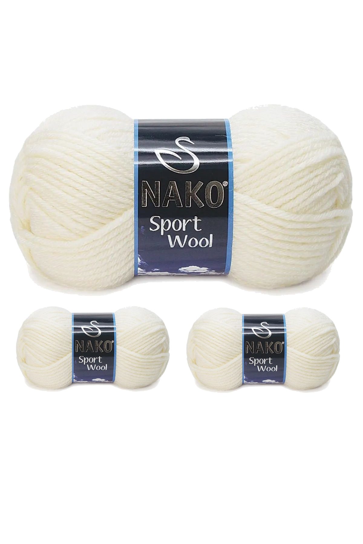 3 Adet Sport Wool Atkı Bere Ceket Yelek Örgü İpi Yünü No: 300 Ekru