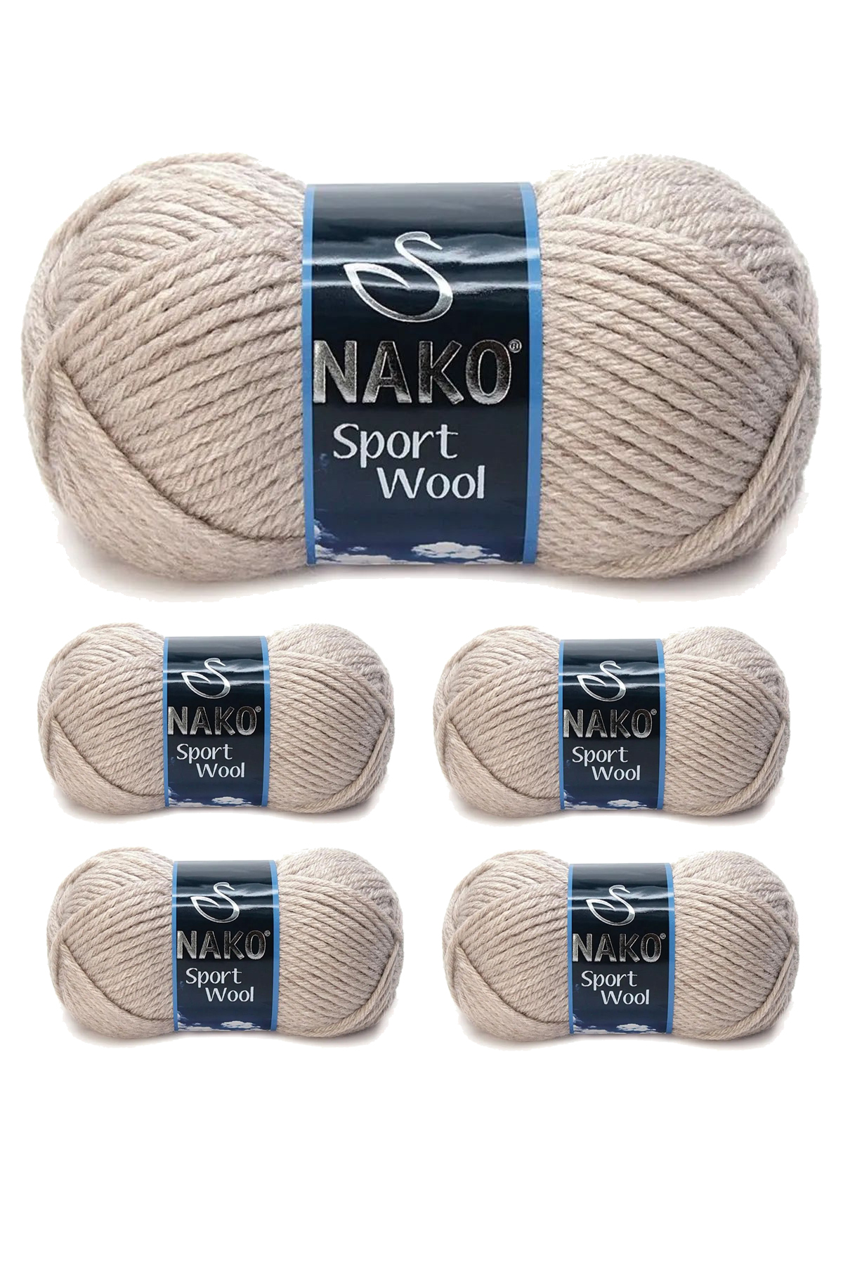 5 Adet Sport Wool Atkı Bere Ceket Yelek Örgü İpi Yünü No: 2167 Kanvas Beji