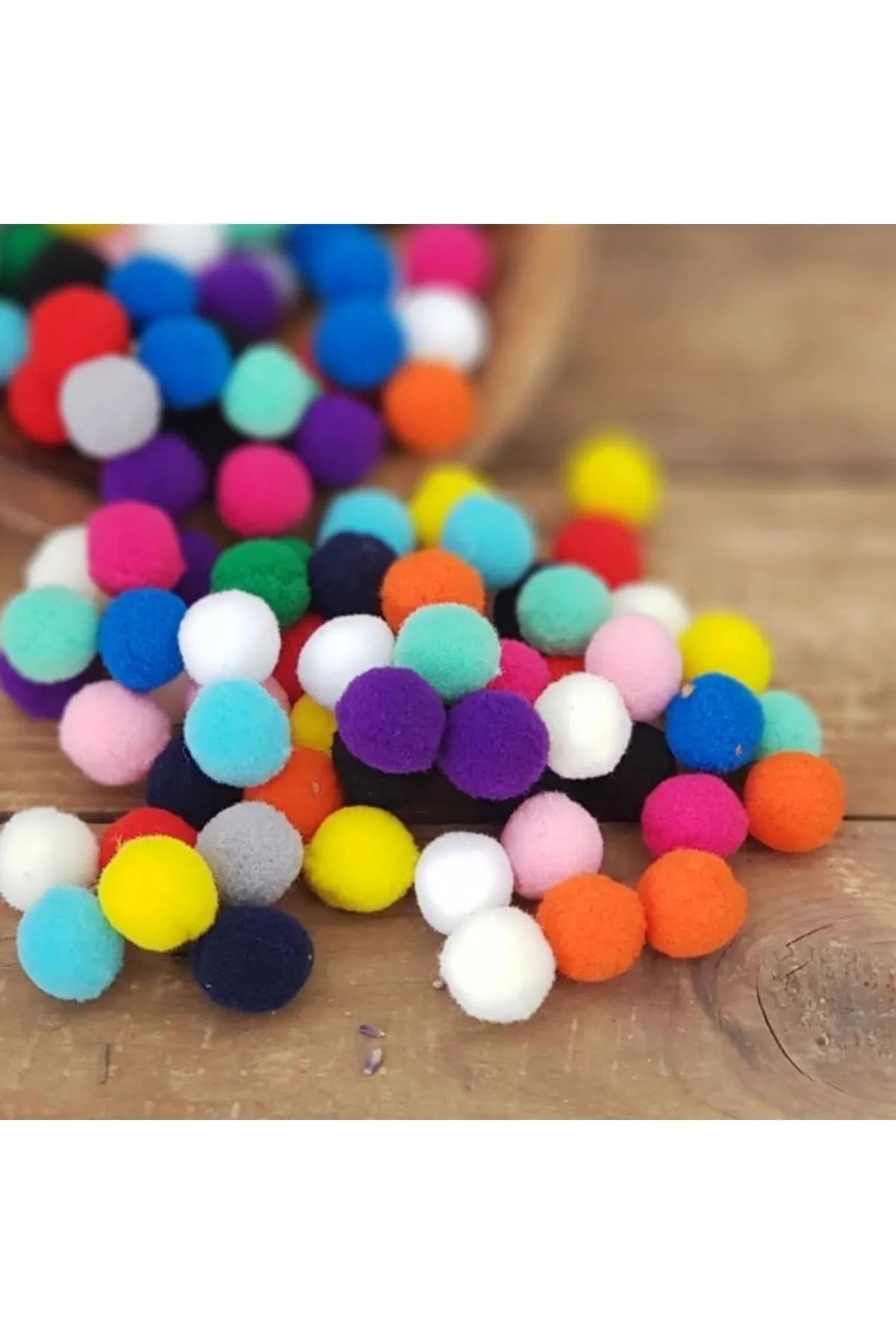 30 mm Renkli Karışık Yumuşak Ponpon Peluş 100 Adet