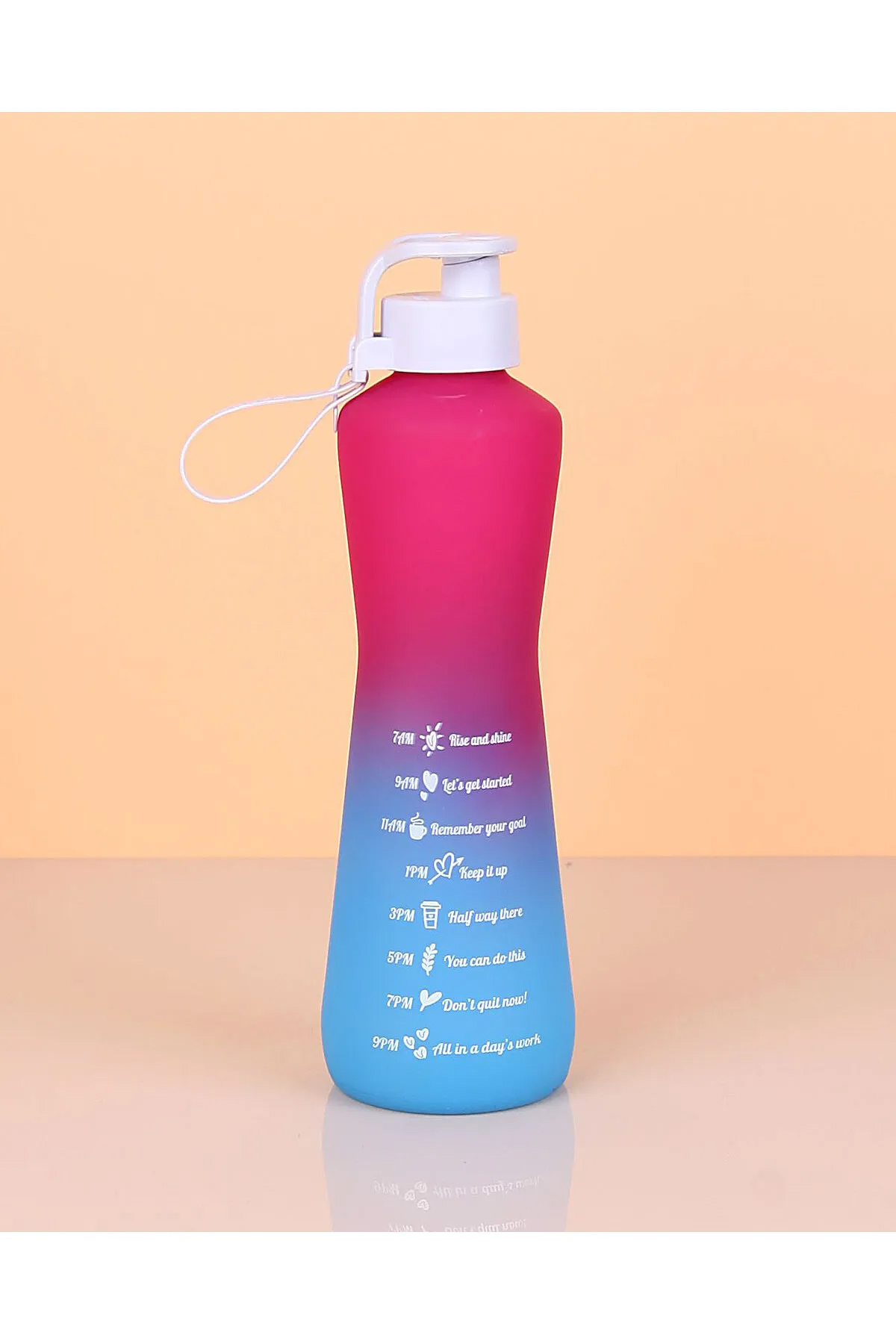 750 ml Çift Renk Ölçü Baskılı Motivasyon Sağlıklı Cam Su Şişesi