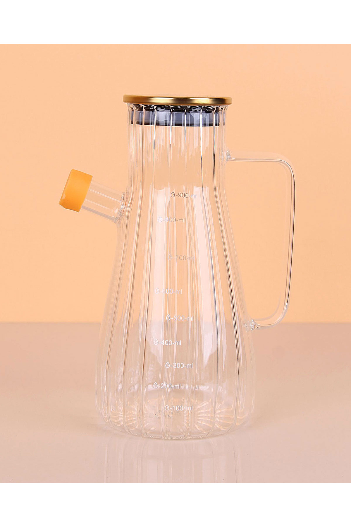 900 ML Metal Kapaklı Cam Yağlık, Cam Yağdanlık, Metal Kapaklı Yağ Şişesi