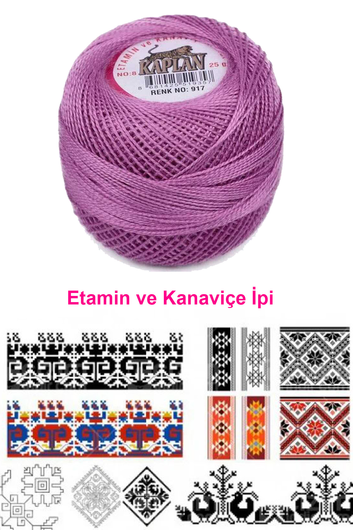 Kaplan Etamin Ve Kanaviçe İpi 8 No Kod/Renk: 917 - Royaleks