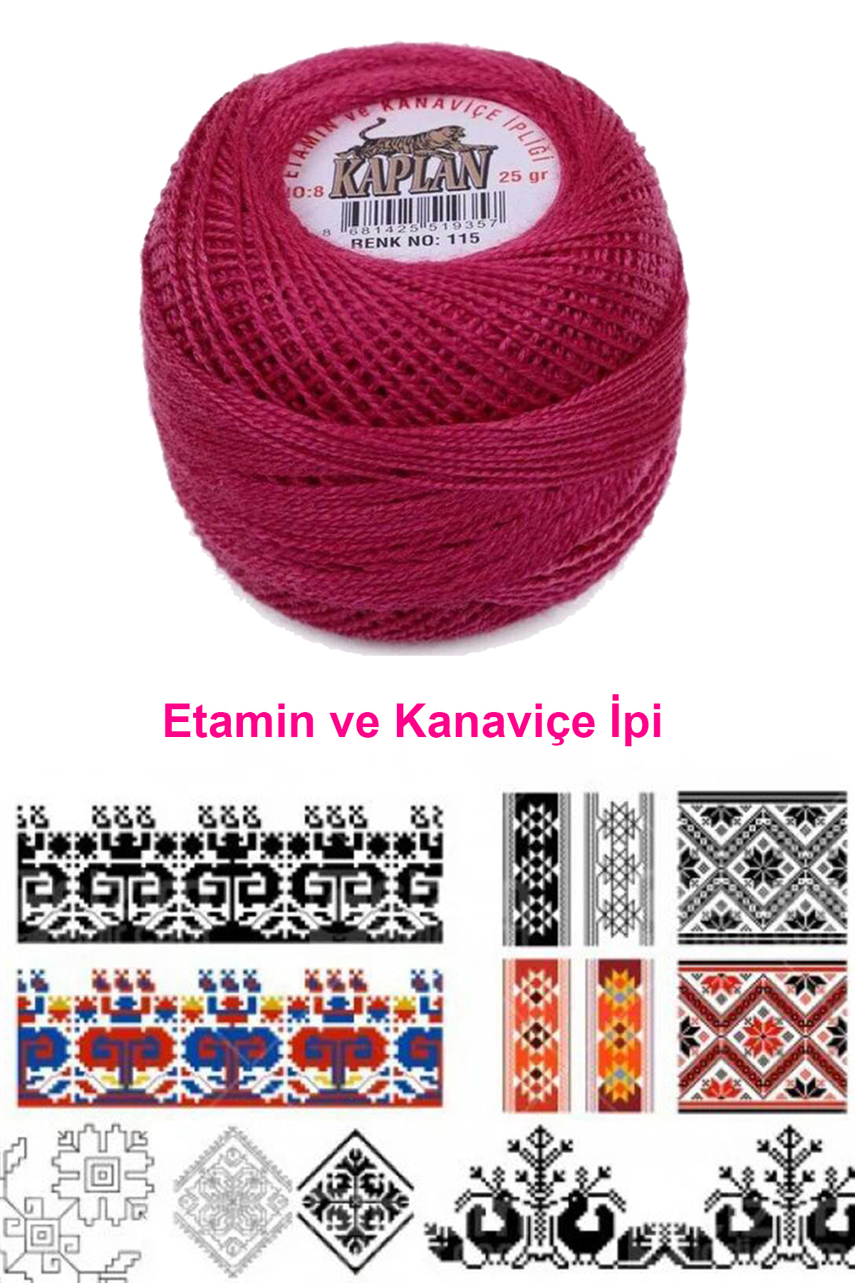 Kaplan Etamin Ve Kanaviçe İpi 8 No Kod/Renk: 115 - Royaleks