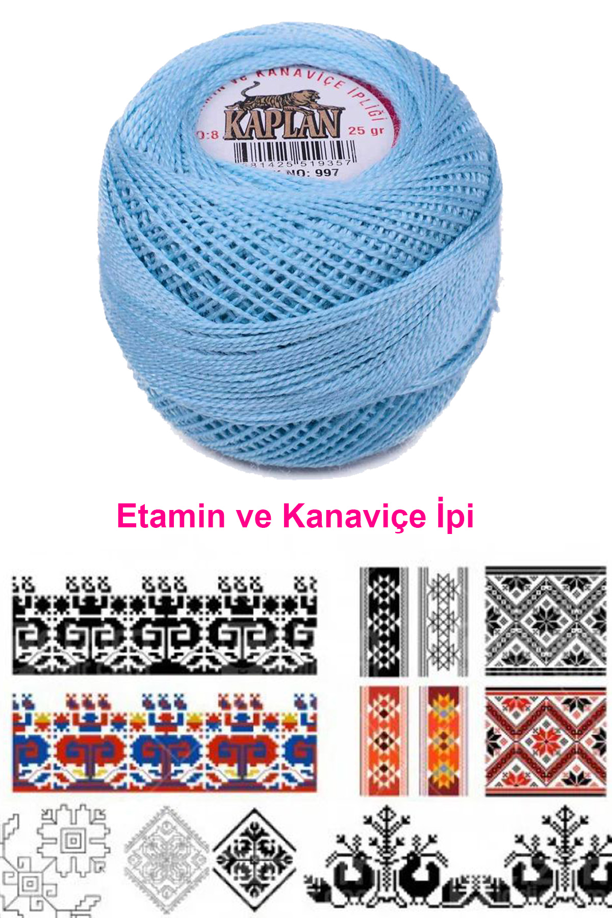 Kaplan Etamin Ve Kanaviçe İpi 8 No Kod/Renk: 997 - Royaleks