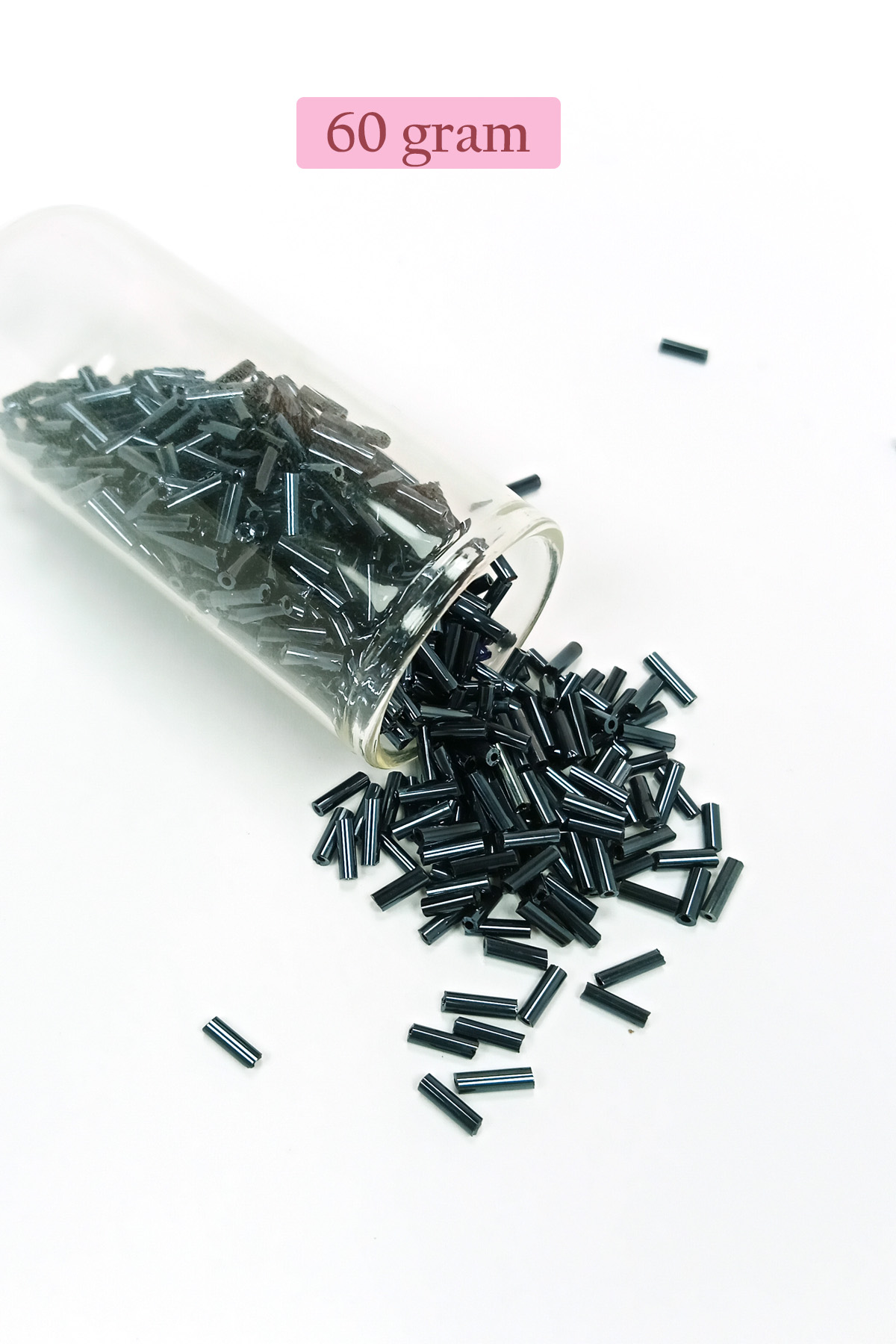 Uzun Boru Kesme Boncuk Çap 2mm Uzunluk 10 mm - 60 Gram - Koyu Yeşil - BNC266