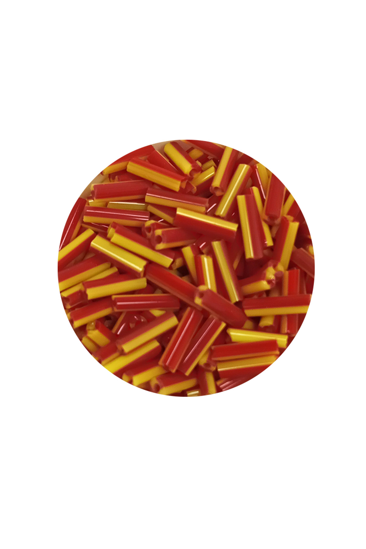Uzun Boru Kesme Boncuk Çap 2mm Uzunluk 10 mm - 60 Gram - Sarı Kırmızı - BNC274