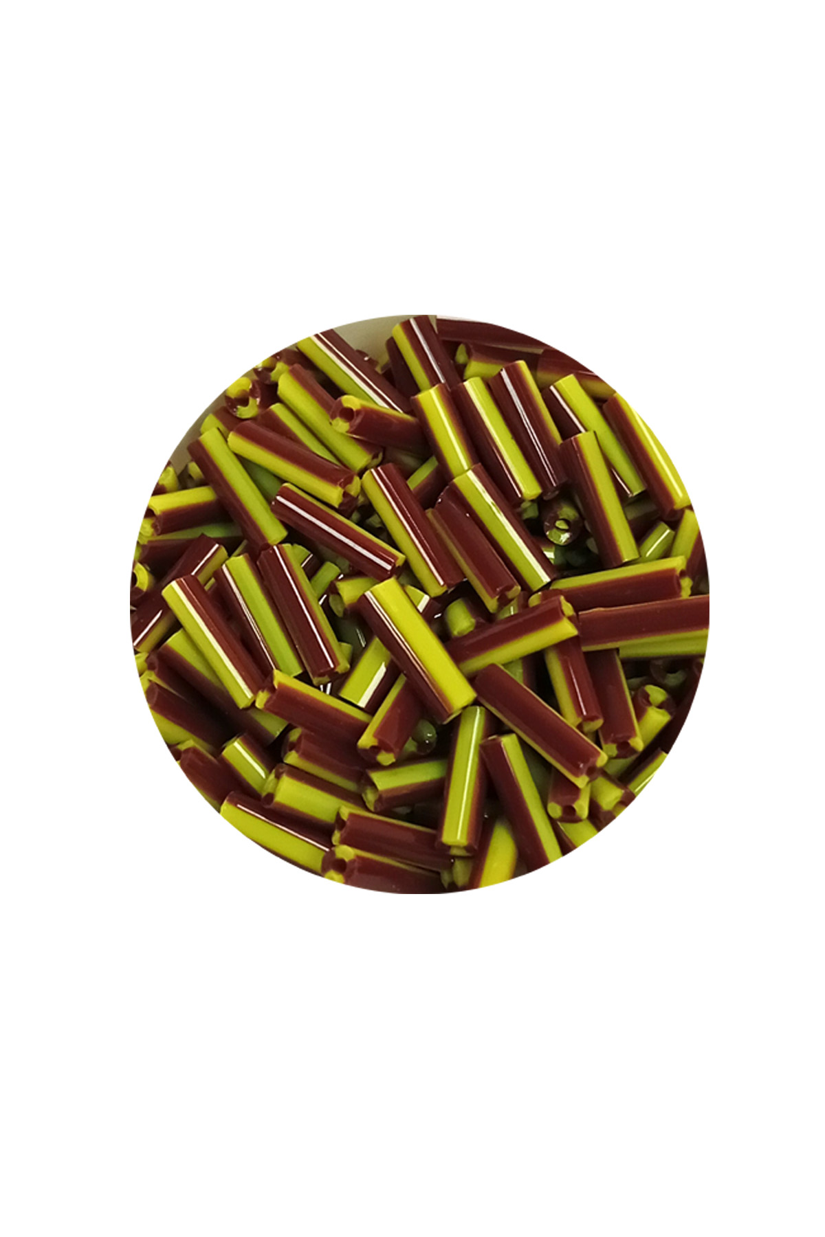 Uzun Boru Kesme Boncuk Çap 2mm Uzunluk 10 mm - 60 Gram - Koyu Kırmızı Sarı - BNC297